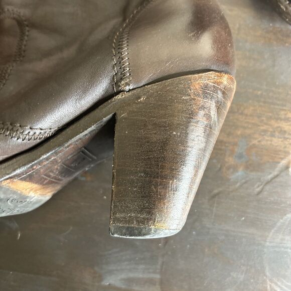 Frye Women Size 8B Boots Cowboy Western Pull On Shoes Heel Black Leather Jackie - Picture 4 of 16